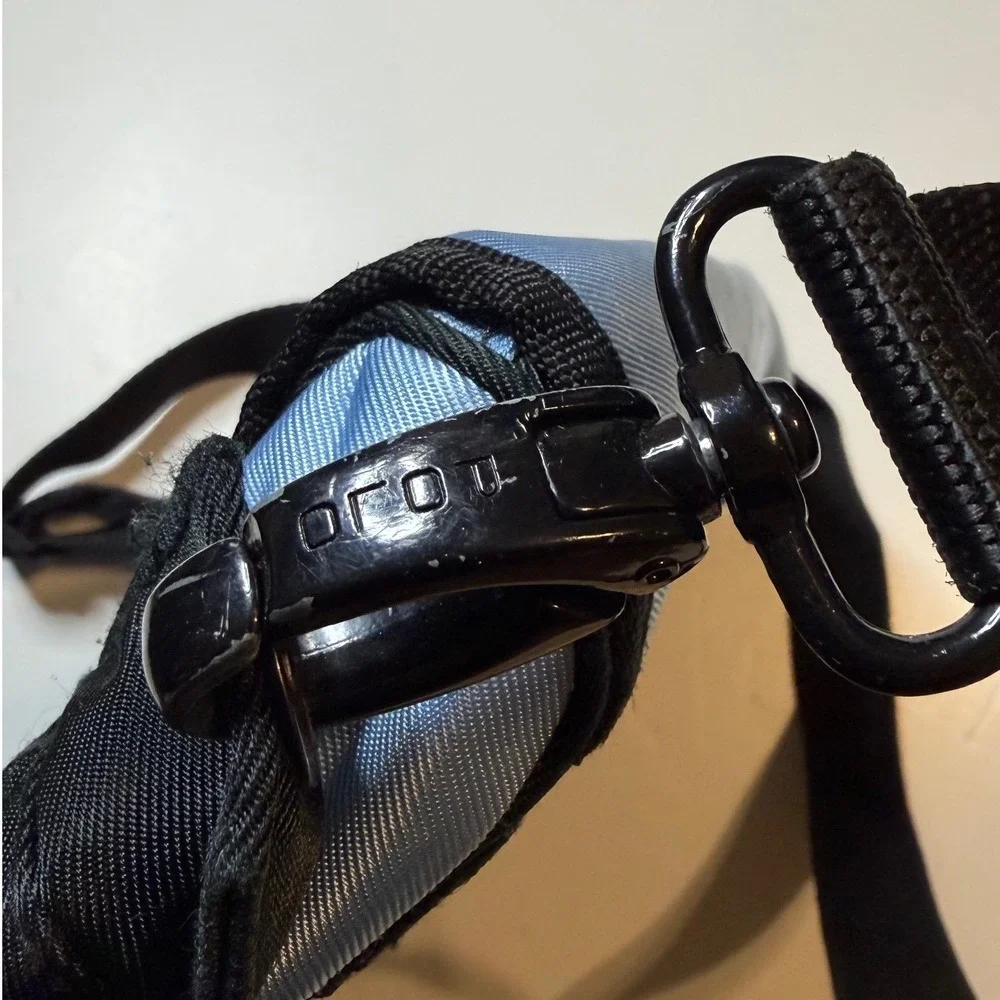 Vintage Polo Sport Messenger Bag Small Blue Black Nylon Crossbody 90s